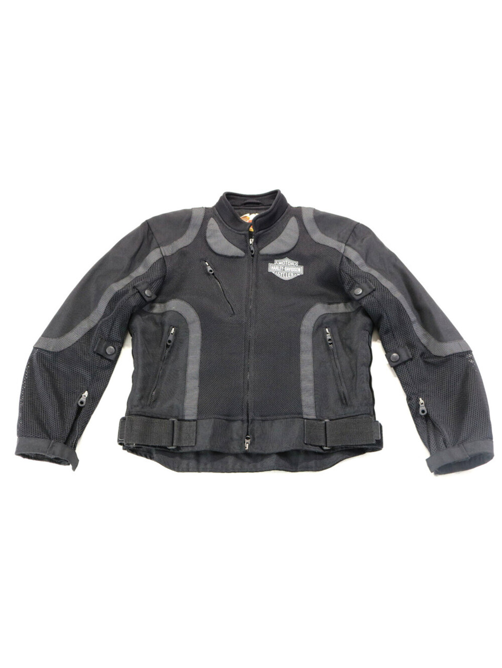harley davidson cafe jacket M black mesh armor pockets reflective short RARE euc